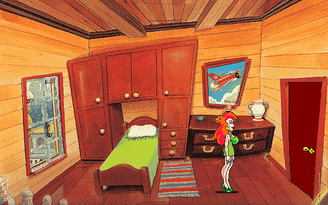 The Big Red Adventure (Amiga) screenshot: She is locked in her room.