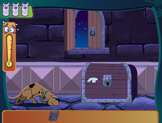 Scooby-Doo and the Creepy Castle (Browser) screenshot: Locked the ghost in the treasure chest.