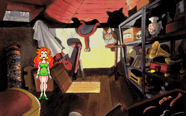 The Big Red Adventure (Amiga) screenshot: But she is intelligent enough to find her own way out of there.