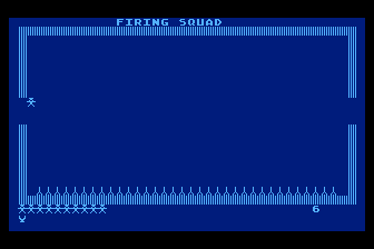 Nazz (Atari 8-bit) screenshot: Avoid the Firing Squad