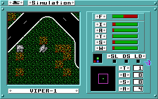 Omega (Apple IIgs) screenshot: Two tanks engage each other.