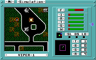 Omega (Apple IIgs) screenshot: A four-way battle ensues.