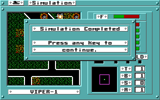 Omega (Apple IIgs) screenshot: Simulation completed.