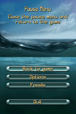 Sea Monsters: A Prehistoric Adventure (Nintendo DS) screenshot: Pause Menu
