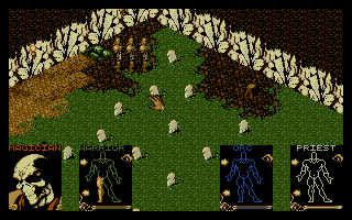 Shadowlands (Amiga) screenshot: A dungeon entrance near a cemetery.