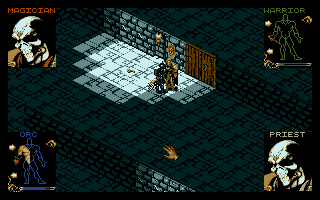 Shadowlands (Amiga) screenshot: A dangerous battle in the dungeon.