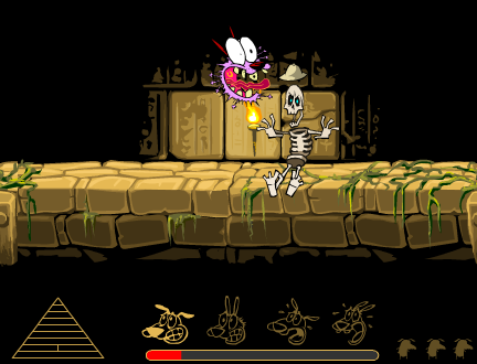 Pharaoh Phobia (Browser) screenshot: Yikes, the skeleton just moved!