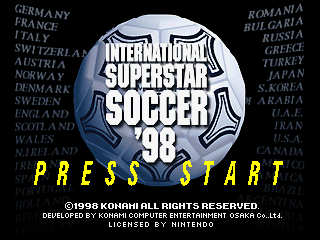 International Superstar Soccer '98 (Nintendo 64) screenshot: Title screen.