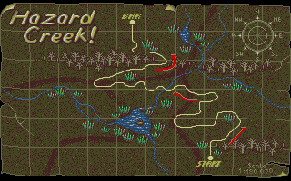 Moonshine Racers (Amiga) screenshot: Map of Hazard Creek.