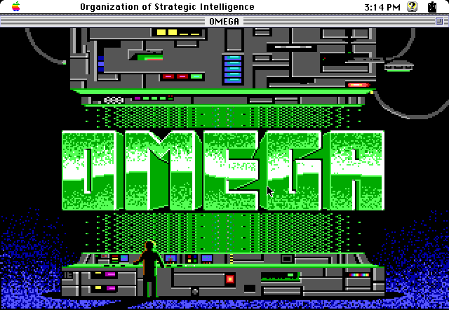 Omega (Macintosh) screenshot: Title screen.