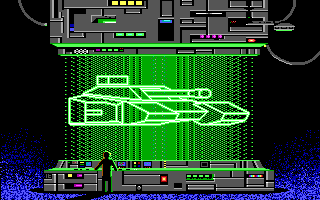 Omega (Apple IIgs) screenshot: A vector tank is shown in the intro animation.
