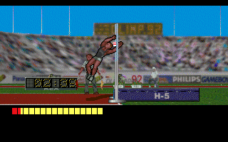 Olimpiadas 92: Atletismo (DOS) screenshot: High Jump.