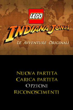 LEGO Indiana Jones: The Original Adventures (Nintendo DS) screenshot: Italian title screen & main menu