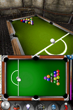 Underground Pool (Nintendo DS) screenshot: Place your ball for the first strike.