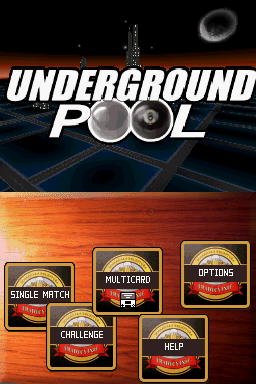 Underground Pool (Nintendo DS) screenshot: Main menu (US)