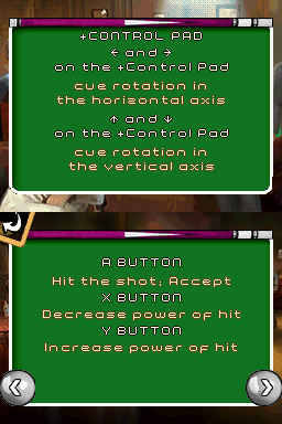 Underground Pool (Nintendo DS) screenshot: Gameplay controls.