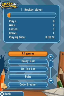 Crazy School Games (Nintendo DS) screenshot: Statistics