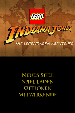 LEGO Indiana Jones: The Original Adventures (Nintendo DS) screenshot: German title screen & main menu