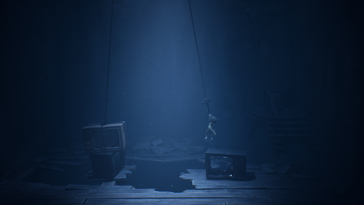 Little Nightmares II (Windows) screenshot: This area (and the game, really) is all about TVs