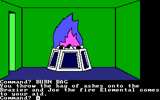 The Demon's Forge (PC Booter) screenshot: Summon Joe the Fire Elemental (Tandy/PCjr)