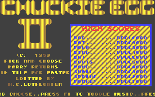 Chuckie Egg II (Atari ST) screenshot: Title screen