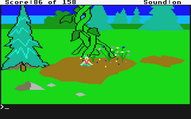 King's Quest (Atari ST) screenshot: Climbing the giant beanstalk is harder than it looks!