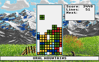 Tetris (Apple IIgs) screenshot: Ural mountains
