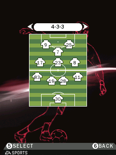 FIFA 09 (Symbian) screenshot: Formation