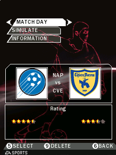 FIFA 09 (Symbian) screenshot: Seasons mode menu