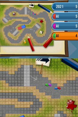 Crazy School Games (Nintendo DS) screenshot: Racetrack gameplay
