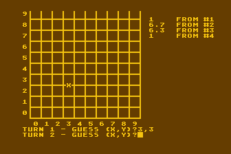 Mugwump (Atari 8-bit) screenshot: Current Mugwump Locations