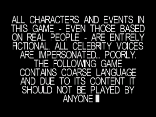 South Park (Nintendo 64) screenshot: Game disclaimer.