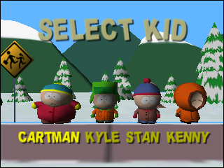 South Park (Nintendo 64) screenshot: Character select screen.