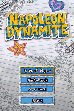 Napoleon Dynamite: The Game (Nintendo DS) screenshot: Start Game Menu