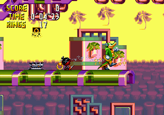 Knuckles' Chaotix (SEGA 32X) screenshot: Vector and Bomb
