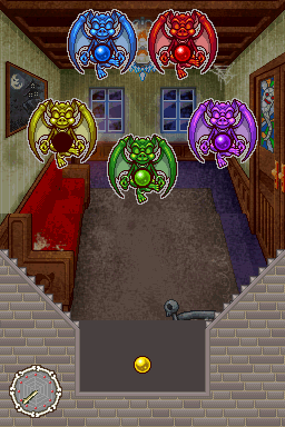 O.M.G. 26 - Our Mini Games (Nintendo DS) screenshot: Monster Ball - Slide the balls into the correct colored statues