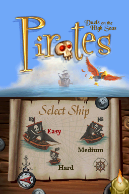 Pirates: Duels on the High Seas (Nintendo DS) screenshot: Select Ship (Difficulty)