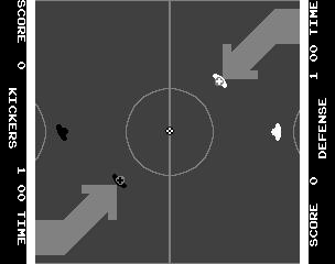 Soccer (Arcade) screenshot: Indicates the human controlled players in two player mode.