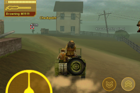 Brothers in Arms DS (iPhone) screenshot: Driving a jeep