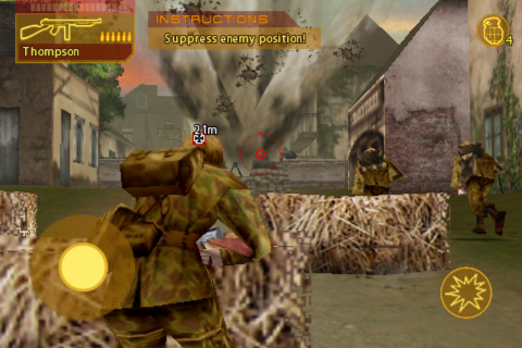 Brothers in Arms DS (iPhone) screenshot: Grenade detonating