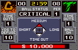 Cyberball 2072 (Lynx) screenshot: Select what type of pass to throw.