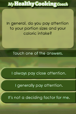 My Healthy Cooking Coach (Nintendo DS) screenshot: Question
