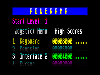 Powerama (ZX Spectrum) screenshot: Title screen