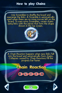 Chainz Galaxy (Nintendo DS) screenshot: How to play Chainz - Chain Reaction