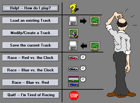 Race Track (Windows 3.x) screenshot: Main menu