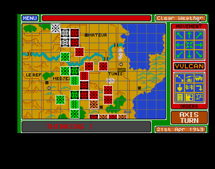 Vulcan: The Tunisian Campaign (Amiga) screenshot: Game start