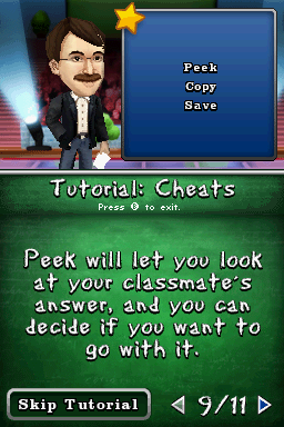 Are You Smarter Than A 5th Grader?: Back To School (Nintendo DS) screenshot: Homeroom - Tutorial: Cheats
