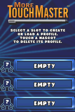 TouchMaster 2 (Nintendo DS) screenshot: Profile Selection Screen