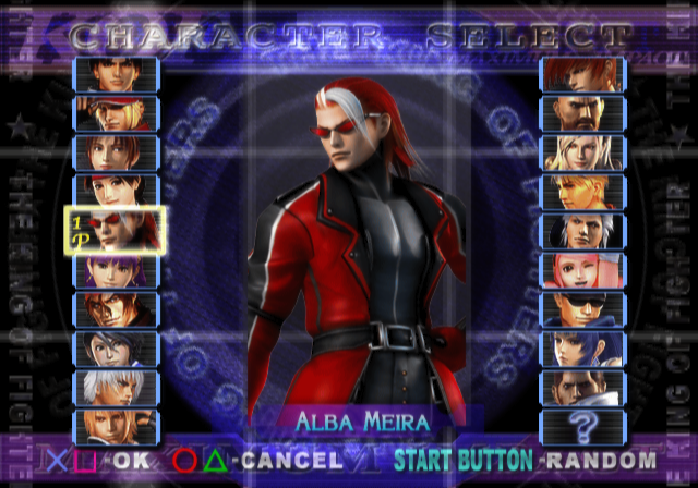 KOF: Maximum Impact (PlayStation 2) screenshot: Character select screen (Story mode).