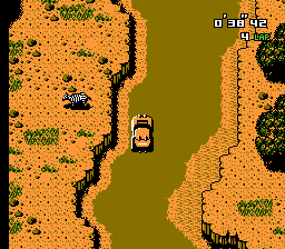 Championship Rally (NES) screenshot: The African stage has some wildlife